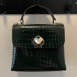 Kate Spade Romy Croc-Embossed Leather Top Handle Bag - Deep Evergreen